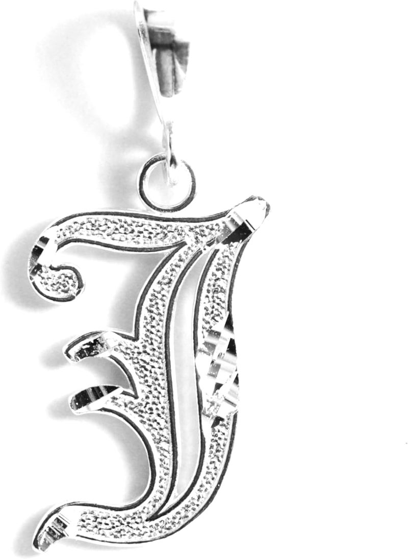 Deidreamers Personalized Gothic Old english Sterling Silver Initial A-Z Pendant. - Image 1